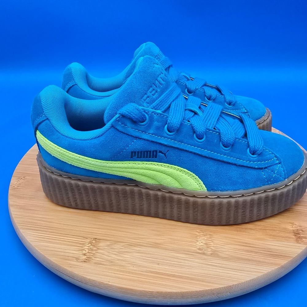 PUMA FENTY by Rihanna Suede‎ Creepers Blue Green Platform Sneakers US Womens 6.5
